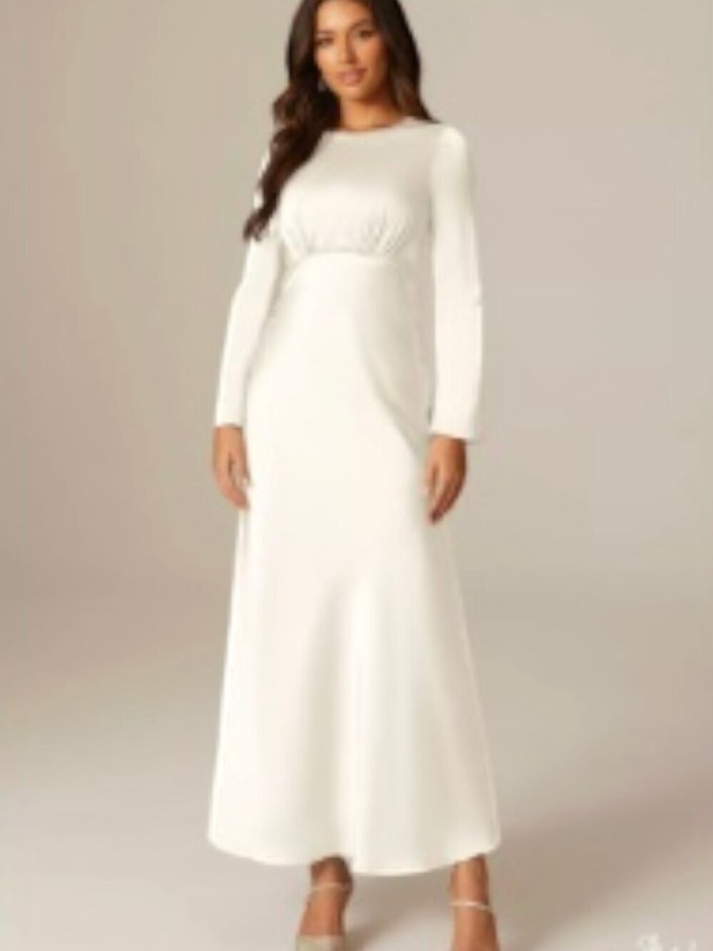 AW Ivory Satin Ginerva 40s Vintage Style Wedding Formal Midi Dress Sz 6 #